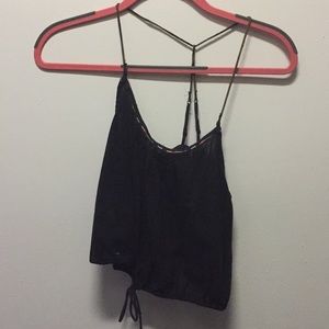 Black Cropped Beachy Tank Top